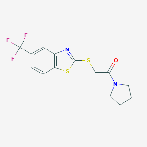 molecular formula C14H13F3N2OS2 B299538 2-Oxo-2-(1-pyrrolidinyl)ethyl 5-(trifluoromethyl)-1,3-benzothiazol-2-yl sulfide 