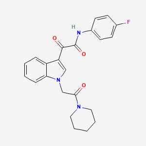N-(4-fluorophenyl)-2-oxo-2-[1-(2-oxo-2-piperidin-1-ylethyl)indol-3-yl]acetamide