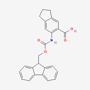 molecular formula C25H21NO4 B2995382 6-(9H-Fluoren-9-ylmethoxycarbonylamino)-2,3-dihydro-1H-indene-5-carboxylic acid CAS No. 2490406-66-9