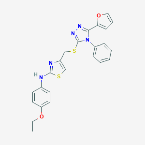 molecular formula C24H21N5O2S2 B299540 N-(4-ethoxyphenyl)-4-({[5-(furan-2-yl)-4-phenyl-4H-1,2,4-triazol-3-yl]sulfanyl}methyl)-1,3-thiazol-2-amine 