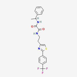 molecular formula C22H20F3N3O2S B2995407 N1-(1-苯乙基)-N2-(2-(2-(4-(三氟甲基)苯基)噻唑-4-基)乙基)草酰胺 CAS No. 897452-96-9