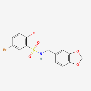 molecular formula C15H14BrNO5S B2995410 N-(1,3-苯并二氧杂-5-基甲基)-5-溴-2-甲氧基苯磺酰胺 CAS No. 325809-73-2