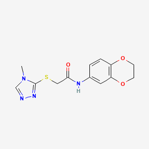 molecular formula C13H14N4O3S B2995411 N-(2,3-dihydro-1,4-benzodioxin-6-yl)-2-[(4-methyl-4H-1,2,4-triazol-3-yl)sulfanyl]acetamide CAS No. 328287-35-0