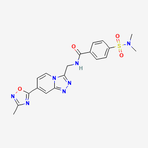 molecular formula C19H19N7O4S B2995426 4-(N,N-二甲基磺酰胺基)-N-((7-(3-甲基-1,2,4-恶二唑-5-基)-[1,2,4]三唑并[4,3-a]吡啶-3-基)甲基)苯甲酰胺 CAS No. 2034348-72-4