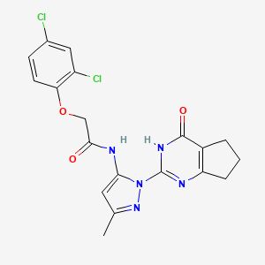 molecular formula C19H17Cl2N5O3 B2995430 2-(2,4-dichlorophenoxy)-N-(3-methyl-1-(4-oxo-4,5,6,7-tetrahydro-3H-cyclopenta[d]pyrimidin-2-yl)-1H-pyrazol-5-yl)acetamide CAS No. 1006271-03-9