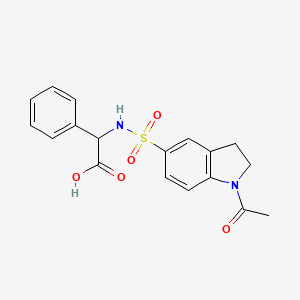 molecular formula C18H18N2O5S B2995432 {[(1-Acetyl-2,3-dihydro-1H-indol-5-YL)sulfonyl]-amino}(phenyl)acetic acid CAS No. 1028067-91-5