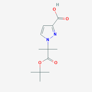 molecular formula C12H18N2O4 B2995433 1-(2-tert-butoxy-1,1-dimethyl-2-oxoethyl)-1H-pyrazole-3-carboxylic acid CAS No. 1856070-91-1