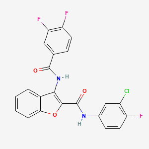 molecular formula C22H12ClF3N2O3 B2995440 N-(3-氯-4-氟苯基)-3-(3,4-二氟苯甲酰胺)苯并呋喃-2-甲酰胺 CAS No. 888465-95-0