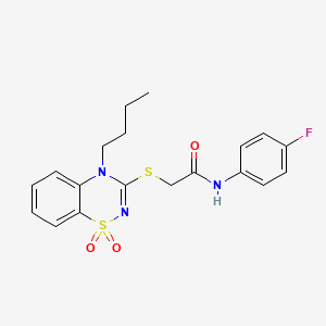 2-[(4-butyl-1,1-dioxido-4H-1,2,4-benzothiadiazin-3-yl)thio]-N-(4-fluorophenyl)acetamide