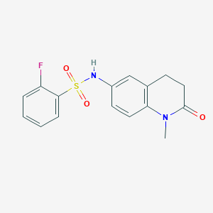 molecular formula C16H15FN2O3S B2995464 2-fluoro-N-(1-methyl-2-oxo-1,2,3,4-tetrahydroquinolin-6-yl)benzenesulfonamide CAS No. 922105-70-2