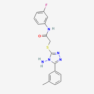 molecular formula C17H16FN5OS B2995481 2-((4-amino-5-(m-tolyl)-4H-1,2,4-triazol-3-yl)thio)-N-(3-fluorophenyl)acetamide CAS No. 841207-12-3