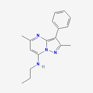 molecular formula C17H20N4 B2995489 2,5-二甲基-3-苯基-N-丙基吡唑并[1,5-a]嘧啶-7-胺 CAS No. 850737-92-7