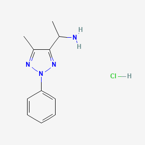 molecular formula C11H15ClN4 B2995490 1-(5-Methyl-2-phenyl-2H-1,2,3-triazol-4-yl)ethan-1-amine hydrochloride CAS No. 2241141-31-9