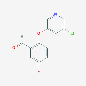 molecular formula C12H7ClFNO2 B2995503 2-((5-Chloropyridin-3-yl)oxy)-5-fluorobenzaldehyde CAS No. 1491801-74-1