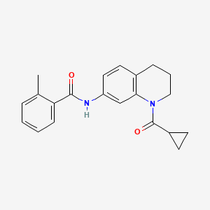 molecular formula C21H22N2O2 B2995506 N-[1-(cyclopropanecarbonyl)-3,4-dihydro-2H-quinolin-7-yl]-2-methylbenzamide CAS No. 898423-73-9