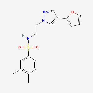 molecular formula C17H19N3O3S B2995516 N-(2-(4-(furan-2-yl)-1H-pyrazol-1-yl)ethyl)-3,4-dimethylbenzenesulfonamide CAS No. 2034372-70-6