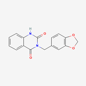 molecular formula C16H12N2O4 B2995518 3-(1,3-benzodioxol-5-ylmethyl)-1H-quinazoline-2,4-dione CAS No. 214749-92-5