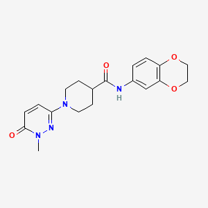 molecular formula C19H22N4O4 B2995528 N-(2,3-dihydrobenzo[b][1,4]dioxin-6-yl)-1-(1-methyl-6-oxo-1,6-dihydropyridazin-3-yl)piperidine-4-carboxamide CAS No. 1421459-21-3