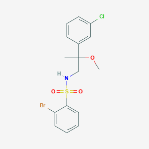 molecular formula C16H17BrClNO3S B2995529 2-bromo-N-(2-(3-chlorophenyl)-2-methoxypropyl)benzenesulfonamide CAS No. 1795420-73-3