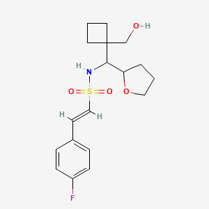 (E)-2-(4-Fluorophenyl)-N-[[1-(hydroxymethyl)cyclobutyl]-(oxolan-2-yl)methyl]ethenesulfonamide