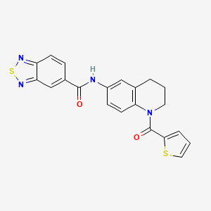 molecular formula C21H16N4O2S2 B2995544 N-(1-(thiophene-2-carbonyl)-1,2,3,4-tetrahydroquinolin-6-yl)benzo[c][1,2,5]thiadiazole-5-carboxamide CAS No. 1207021-80-4