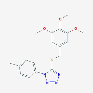 molecular formula C18H20N4O3S B299555 1-(4-Methylphenyl)-5-[(3,4,5-trimethoxyphenyl)methylsulfanyl]tetrazole 