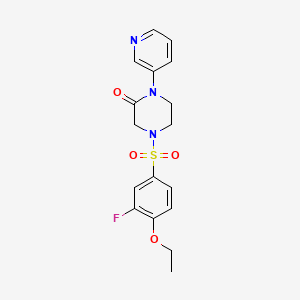 molecular formula C17H18FN3O4S B2995559 4-(4-乙氧基-3-氟苯磺酰基)-1-(吡啶-3-基)哌嗪-2-酮 CAS No. 2097862-49-0