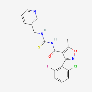 molecular formula C18H14ClFN4O2S B2995562 3-(2-氯-6-氟苯基)-5-甲基-N-((吡啶-3-基甲基)氨基硫代羰基)异恶唑-4-甲酰胺 CAS No. 536722-84-6