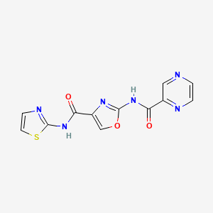 molecular formula C12H8N6O3S B2995563 2-(吡嗪-2-甲酰胺)-N-(噻唑-2-基)恶唑-4-甲酰胺 CAS No. 1396793-42-2