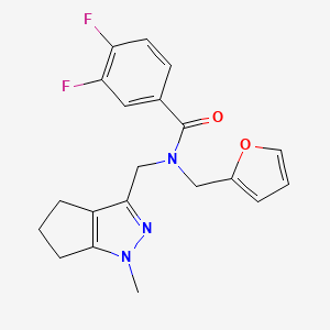 molecular formula C20H19F2N3O2 B2995565 3,4-difluoro-N-(furan-2-ylmethyl)-N-((1-methyl-1,4,5,6-tetrahydrocyclopenta[c]pyrazol-3-yl)methyl)benzamide CAS No. 1798674-28-8