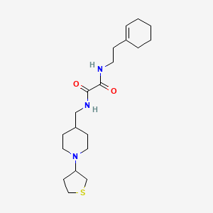 molecular formula C20H33N3O2S B2995569 N1-(2-(环己-1-烯-1-基)乙基)-N2-((1-(四氢噻吩-3-基)哌啶-4-基)甲基)草酰胺 CAS No. 2034317-40-1