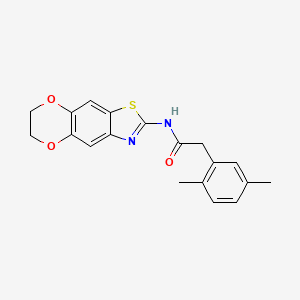 molecular formula C19H18N2O3S B2995570 N-(6,7-二氢-[1,4]二氧杂环[2',3':4,5]苯并[1,2-d]噻唑-2-基)-2-(2,5-二甲基苯基)乙酰胺 CAS No. 921810-75-5