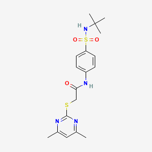 molecular formula C18H24N4O3S2 B2995584 N-[4-(tert-butylsulfamoyl)phenyl]-2-(4,6-dimethylpyrimidin-2-yl)sulfanylacetamide CAS No. 712284-08-7