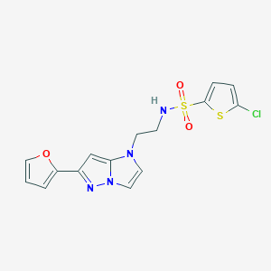 molecular formula C15H13ClN4O3S2 B2995593 5-chloro-N-(2-(6-(furan-2-yl)-1H-imidazo[1,2-b]pyrazol-1-yl)ethyl)thiophene-2-sulfonamide CAS No. 1788543-48-5