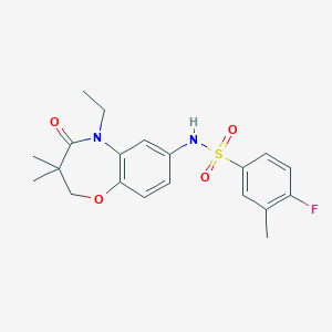 molecular formula C20H23FN2O4S B2995594 N-(5-ethyl-3,3-dimethyl-4-oxo-2,3,4,5-tetrahydrobenzo[b][1,4]oxazepin-7-yl)-4-fluoro-3-methylbenzenesulfonamide CAS No. 922077-34-7