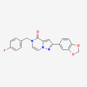 molecular formula C20H14FN3O3 B2995596 2-(1,3-苯并二氧杂环-5-基)-5-(4-氟苄基)吡唑并[1,5-a]哒嗪-4(5H)-酮 CAS No. 1326909-24-3
