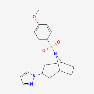 (1R,5S)-8-((4-methoxyphenyl)sulfonyl)-3-(1H-pyrazol-1-yl)-8-azabicyclo[3.2.1]octane