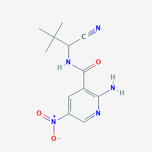 molecular formula C12H15N5O3 B2995602 2-amino-N-(1-cyano-2,2-dimethylpropyl)-5-nitropyridine-3-carboxamide CAS No. 1795497-86-7