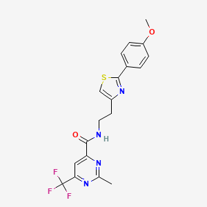 molecular formula C19H17F3N4O2S B2995608 N-[2-[2-(4-Methoxyphenyl)-1,3-thiazol-4-yl]ethyl]-2-methyl-6-(trifluoromethyl)pyrimidine-4-carboxamide CAS No. 2415503-80-7