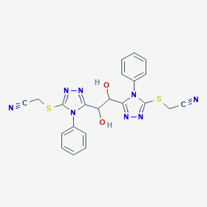 molecular formula C22H18N8O2S2 B299561 {[5-(2-{5-[(cyanomethyl)sulfanyl]-4-phenyl-4H-1,2,4-triazol-3-yl}-1,2-dihydroxyethyl)-4-phenyl-4H-1,2,4-triazol-3-yl]sulfanyl}acetonitrile 