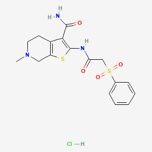 6-Methyl-2-(2-(phenylsulfonyl)acetamido)-4,5,6,7-tetrahydrothieno[2,3-c]pyridine-3-carboxamide hydrochloride