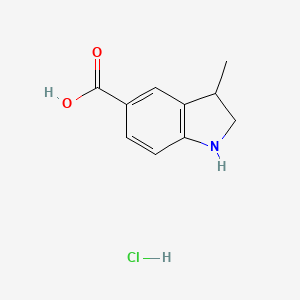molecular formula C10H12ClNO2 B2995621 3-Methyl-2,3-dihydro-1H-indole-5-carboxylic acid;hydrochloride CAS No. 2247106-05-2