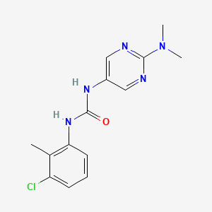 molecular formula C14H16ClN5O B2995626 1-(3-氯-2-甲基苯基)-3-(2-(二甲氨基)嘧啶-5-基)脲 CAS No. 1396686-28-4