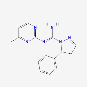 molecular formula C16H18N6 B2995628 N-(4,6-dimethylpyrimidin-2-yl)-5-phenyl-4,5-dihydro-1H-pyrazole-1-carboximidamide CAS No. 577791-34-5