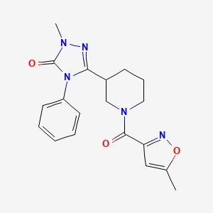 molecular formula C19H21N5O3 B2995635 1-methyl-3-(1-(5-methylisoxazole-3-carbonyl)piperidin-3-yl)-4-phenyl-1H-1,2,4-triazol-5(4H)-one CAS No. 1309257-66-6