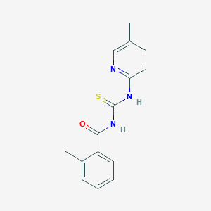 molecular formula C15H15N3OS B2995637 2-methyl-N-((5-methylpyridin-2-yl)carbamothioyl)benzamide CAS No. 430472-07-4