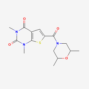 molecular formula C15H19N3O4S B2995642 6-(2,6-dimethylmorpholine-4-carbonyl)-1,3-dimethylthieno[2,3-d]pyrimidine-2,4(1H,3H)-dione CAS No. 946335-18-8