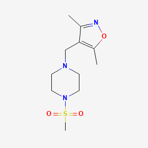 molecular formula C11H19N3O3S B2995653 3,5-Dimethyl-4-((4-(methylsulfonyl)piperazin-1-yl)methyl)isoxazole CAS No. 1235265-43-6