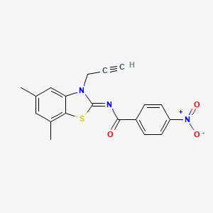 molecular formula C19H15N3O3S B2995675 N-(5,7-dimethyl-3-prop-2-ynyl-1,3-benzothiazol-2-ylidene)-4-nitrobenzamide CAS No. 868376-86-7
