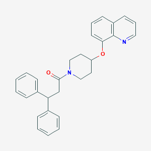 molecular formula C29H28N2O2 B2995686 3,3-Diphenyl-1-(4-(quinolin-8-yloxy)piperidin-1-yl)propan-1-one CAS No. 1904210-73-6